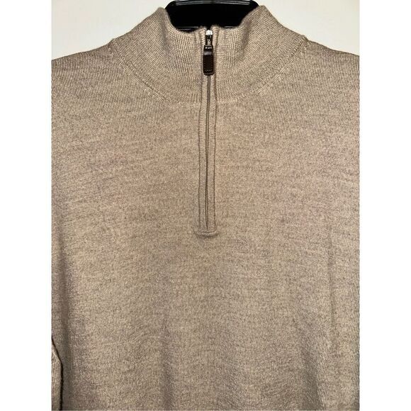 Jos A Bank Mens XL Signature Collection 100% Pima Cotton 1/4 Zip Sweater Brown - Picture 2 of 4